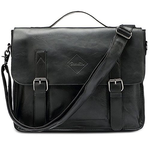 Zebella vintage leather briefcase black